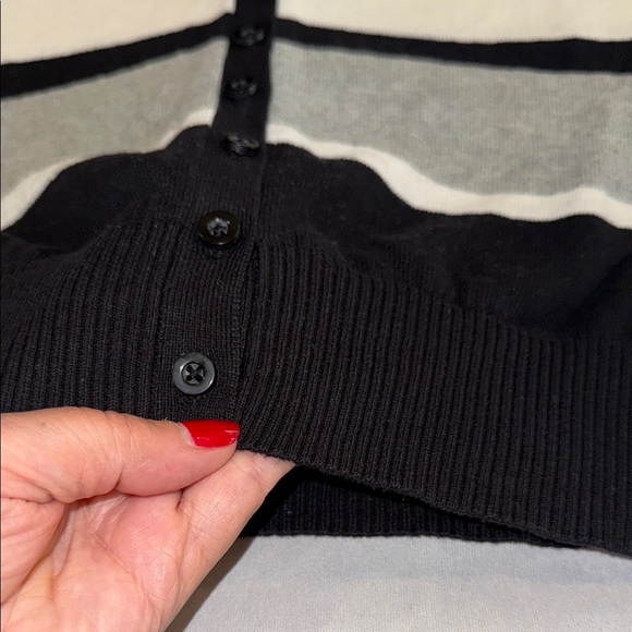 George Cardigan Cotton Black White Gray Sweater with V-Neck Women’s Size M - Picture 5 of 10